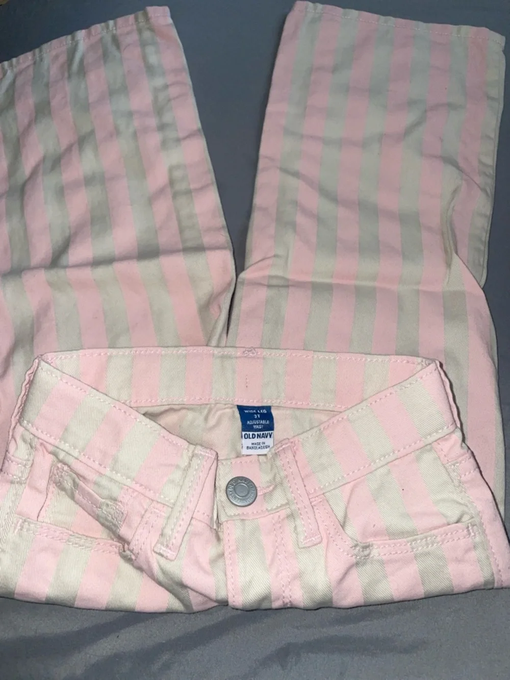 Old Navy Pink and White Striped Girls Jeans